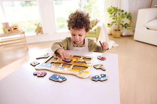 Image of Hape Construction Vehicles Peg Puzzle