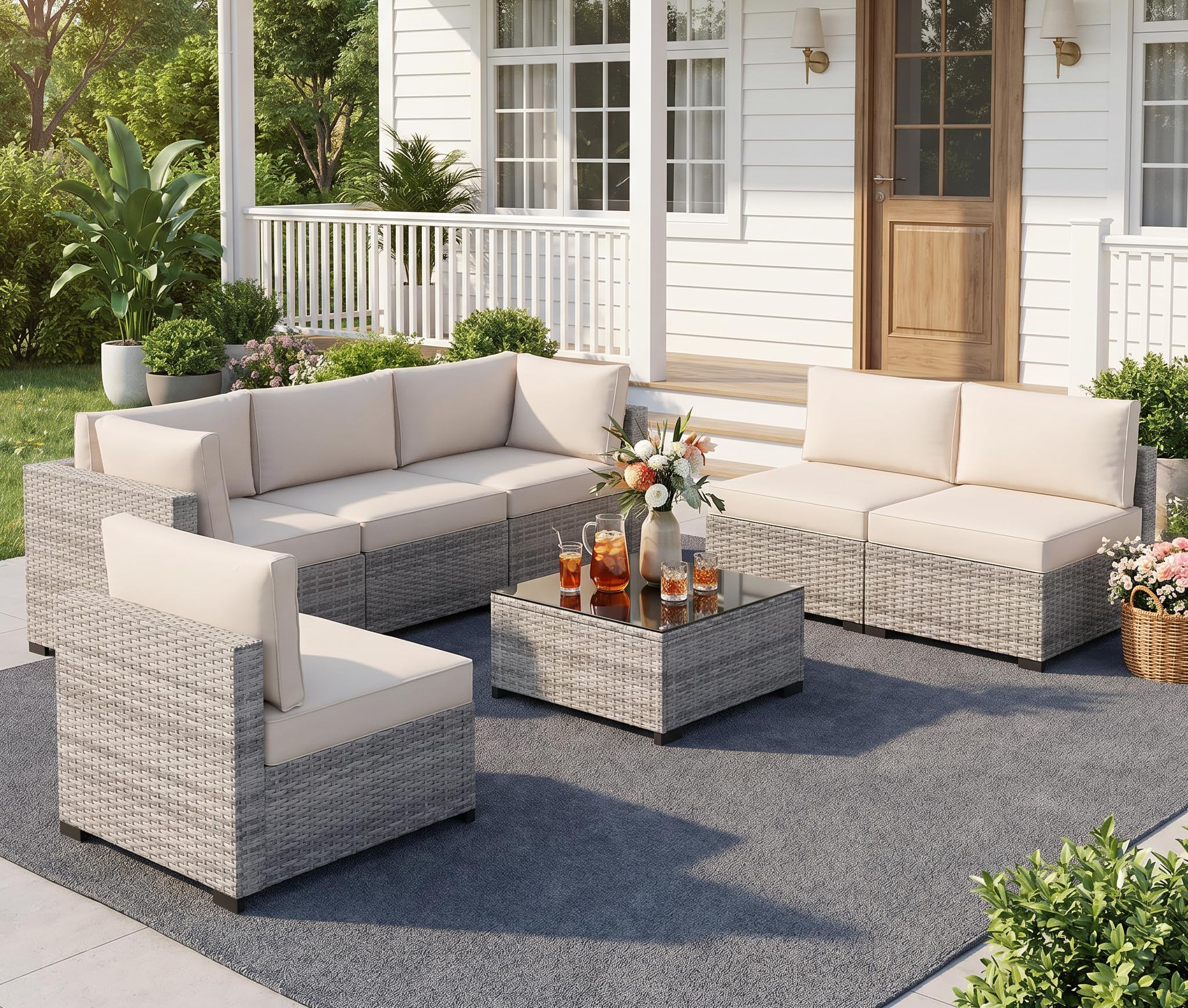 LOUVIXA 7-Piece Outdoor Patio Furniture Set