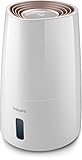 Philips Luftbefeuchter 3000 Serie, für 45 m², NanoCloud, 99,97% weniger Bakterien, 300 ml/h, 3 Stufen, Schlafmodus, Ultraleise (33 dB), Feuchtigkeitssensor, Timer, 3L Tank, Weiß (HU3916/10)