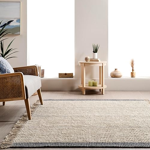 Miniatura 7 de nuLOOM Amina - Alfombra casual de mezcla de yute con flecos, 5 x 8 pies, color beige