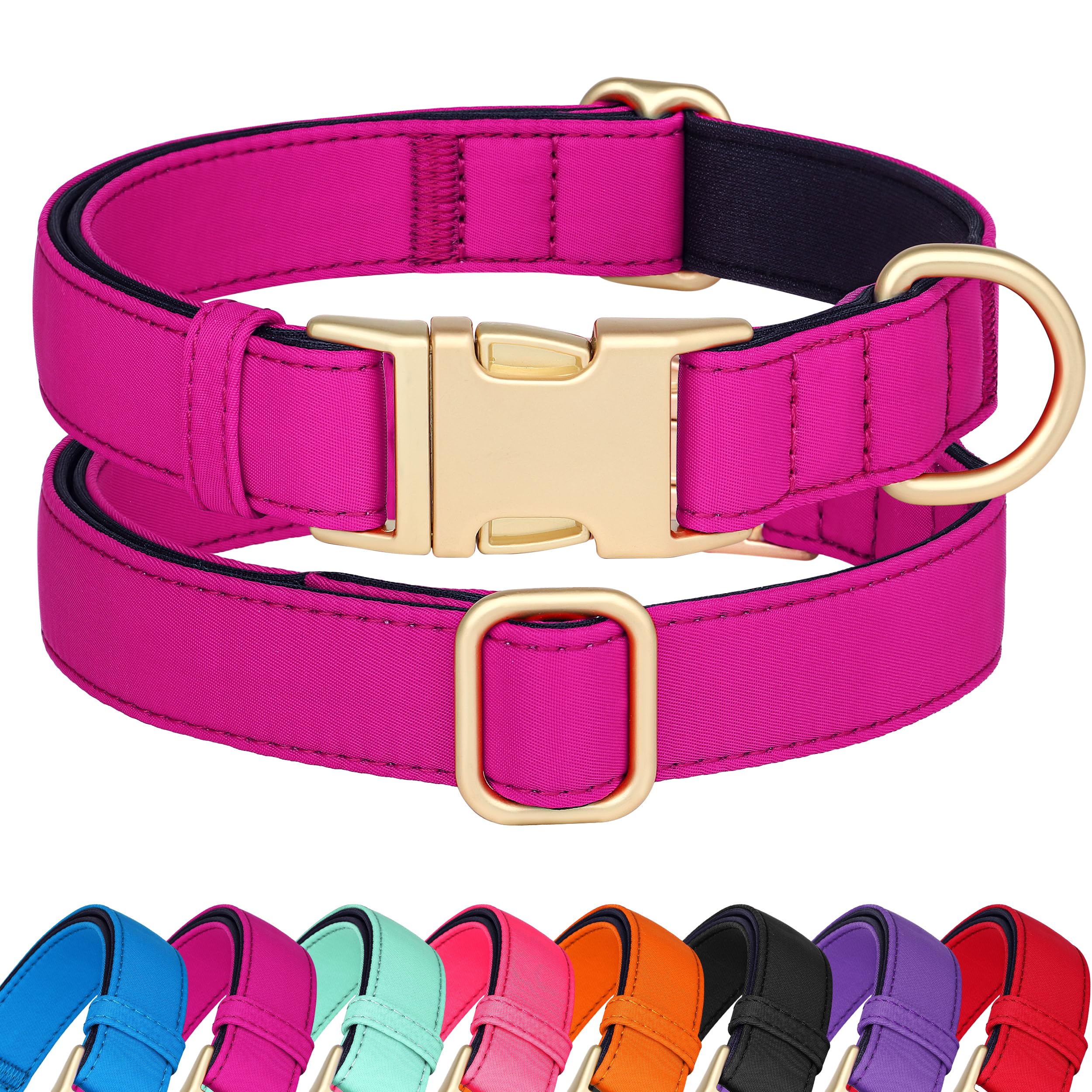Didog Soft Padded Dog Collars for Small Dogs, Colorful and Durable Dog Collar with Quick Release Buckle, Light and Breathable for Daily Walking, Rose