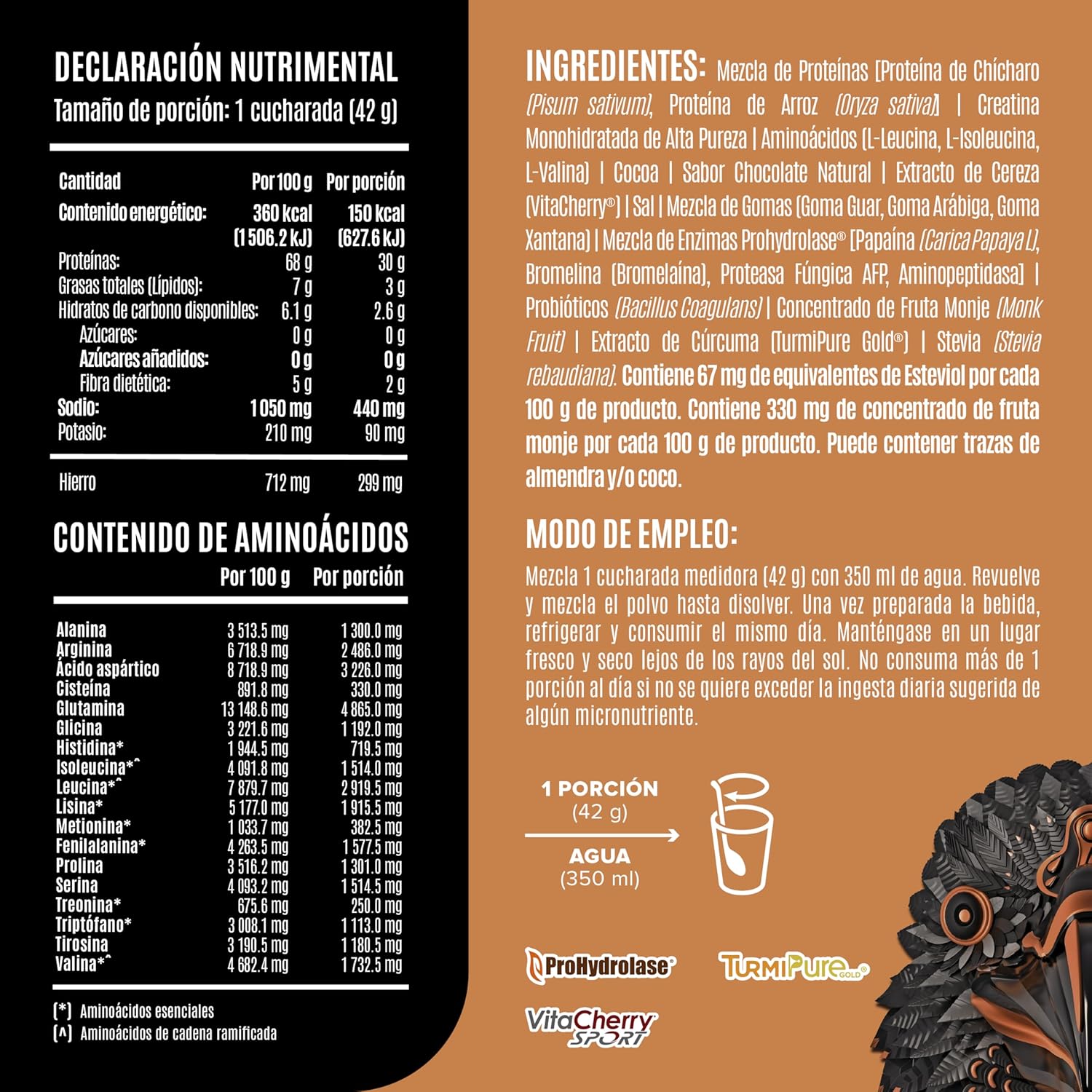 Birdman Falcon Performance Proteina Premium En Polvo, 30gr proteina, 3gr Creatina, Sin Inflamacion, Sin Acne, 10 Sobres Sabor Choco Bronze 420gr