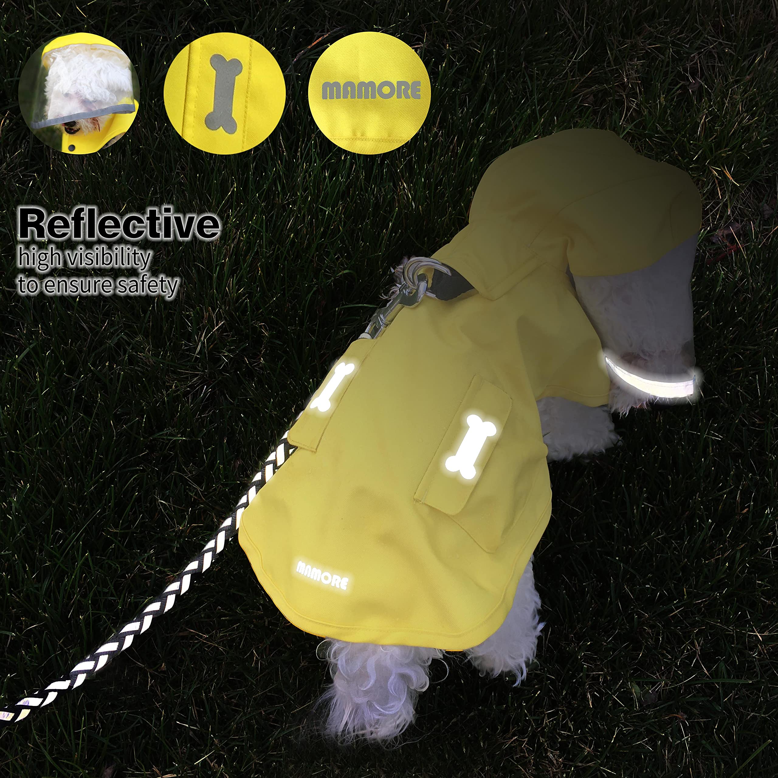 Cappotto Impermeabile Per Cani Riflettente Giallo - Con Cappuccio Regolabile - Foto 5