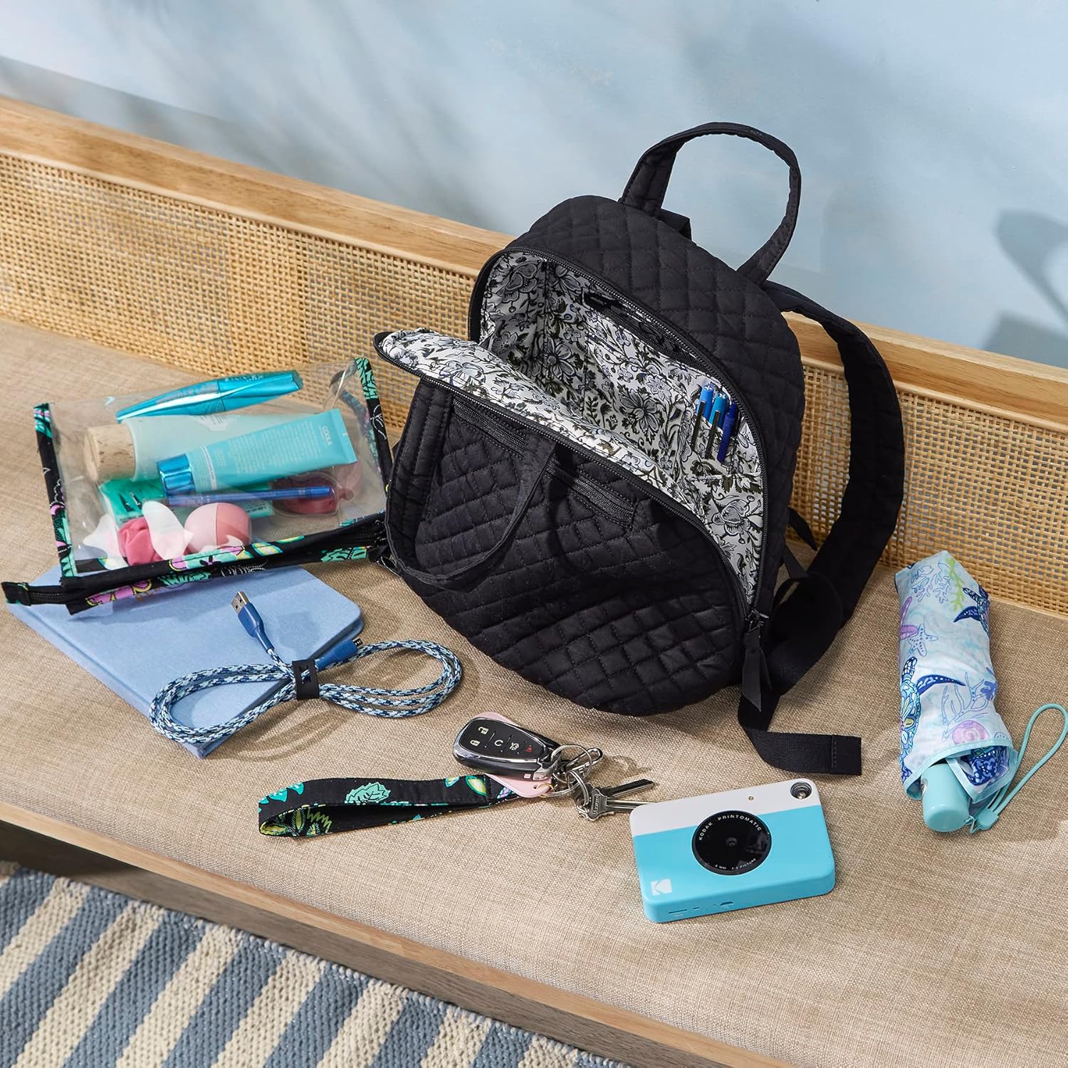 Vera Bradley Women's Cotton MiniTotepack Backpack, Tranquil Medallion - Recycled Cotton, One Size - Image 6