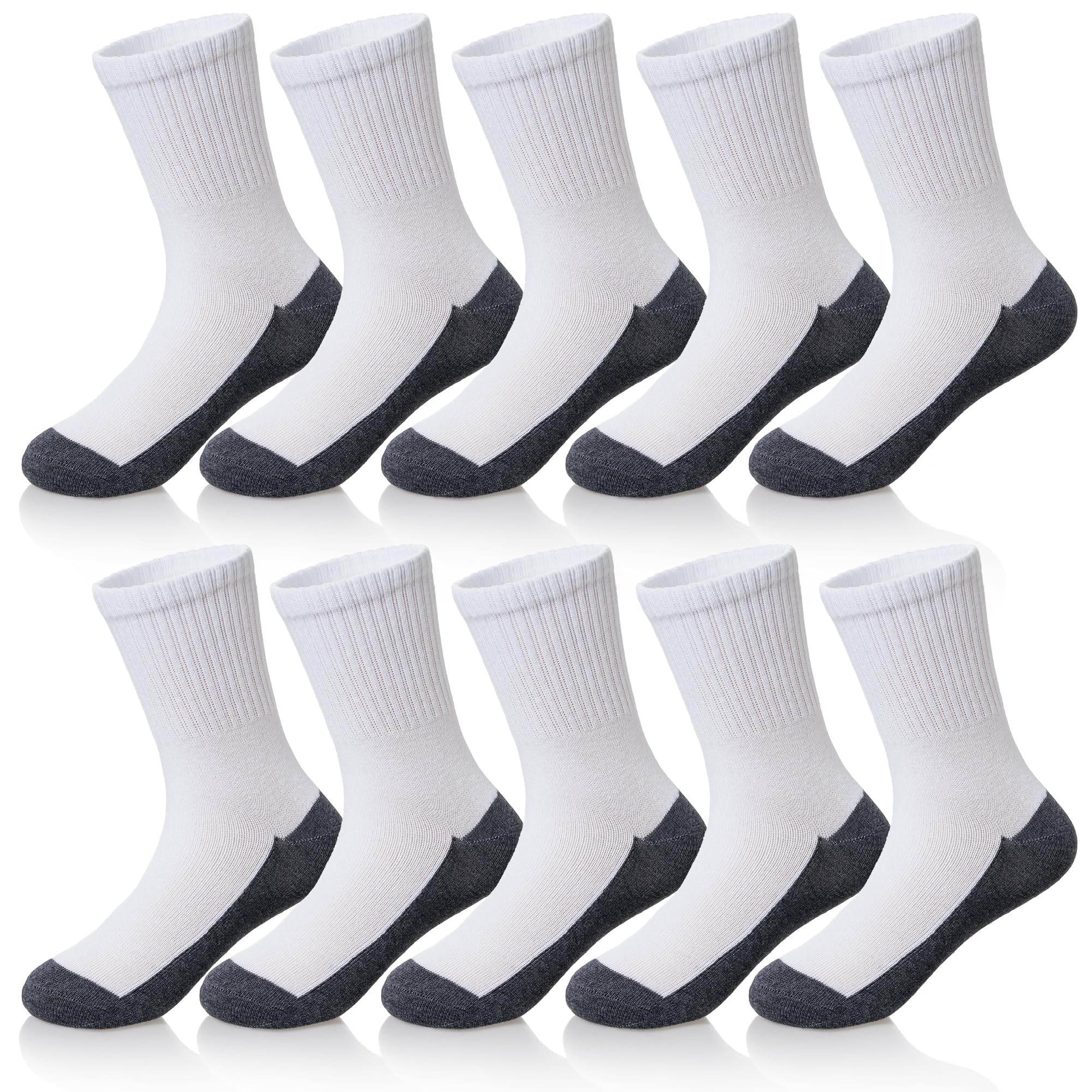 Kids Classics Crew Socks 10 Pairs Child Boy Girls Athletic Cotton Basic School Uniform Breathable Casual Sports Socks