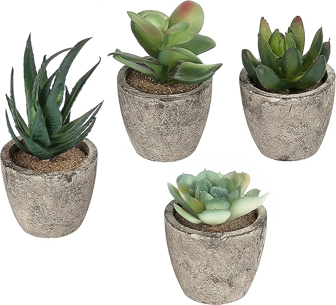 MyGift Faux Succulent Plants, Assorted Decorative