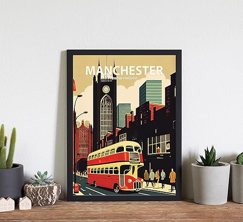 Miniatura 5 de Póster impreso de Manchester, decoración de pintura de pared del Reino Unido, arte del Reino Unido, decoración del hogar, obra de arte para