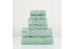 Modern Threads Trefoil Filigree Sage Towels: Plush, Absorbent, and Quick-Drying