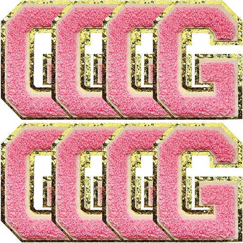 Miniatura 217 de Jongdari Letras termo-adhesivas para ropa, parche de letras de felpilla con brillantina del alfabeto, apliques para coser con adhesivo planchado, 8
