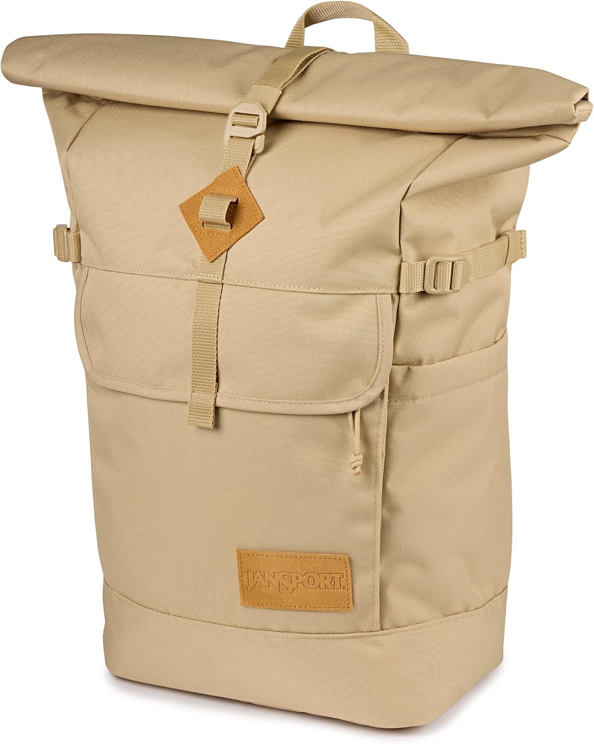 JanSport Hatchet Rolltop Backpack - 17-inch Padded Laptop Sleeve, Spacious Main Compartment, Dual Water Bottle Pockets, Travertine