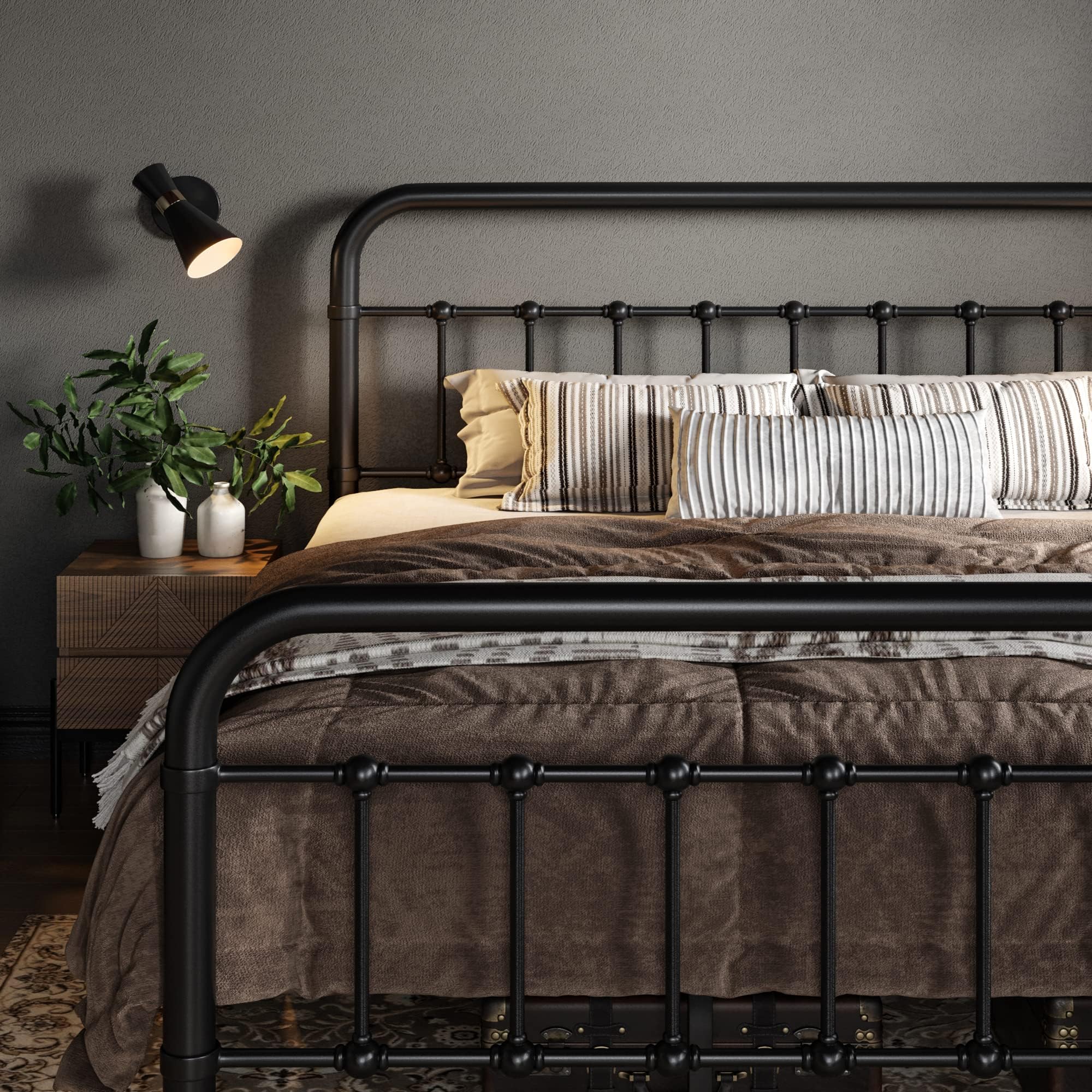 TRIBECCA home Wrought Iron Bed Frame Dark Bronze Metal