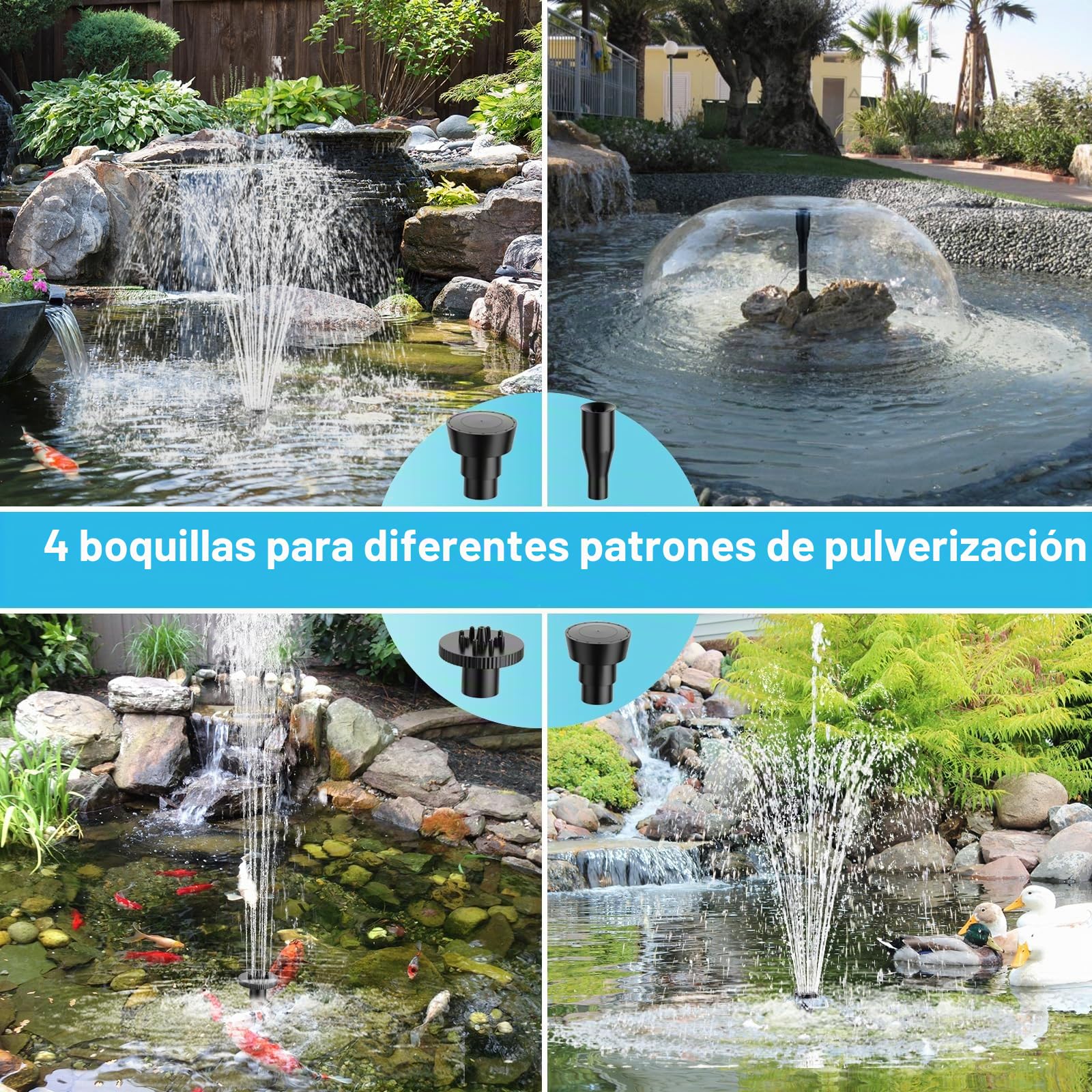POPOSOAP Filtro solar para estanque de 20 W con bomba de fuente, juego completo de filtración de estanques y fuentes solares para pequeños estanques de jardín, acuarios y juegos de agua