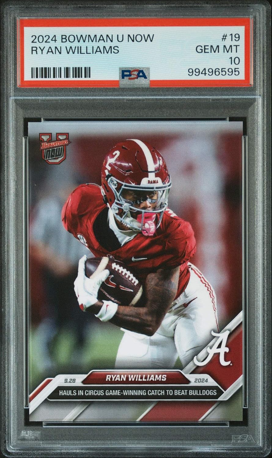 Graded 2024 Topps Bowman U Now Ryan Williams #19 Rookie RC Football Card PSA 10 Gem Mint