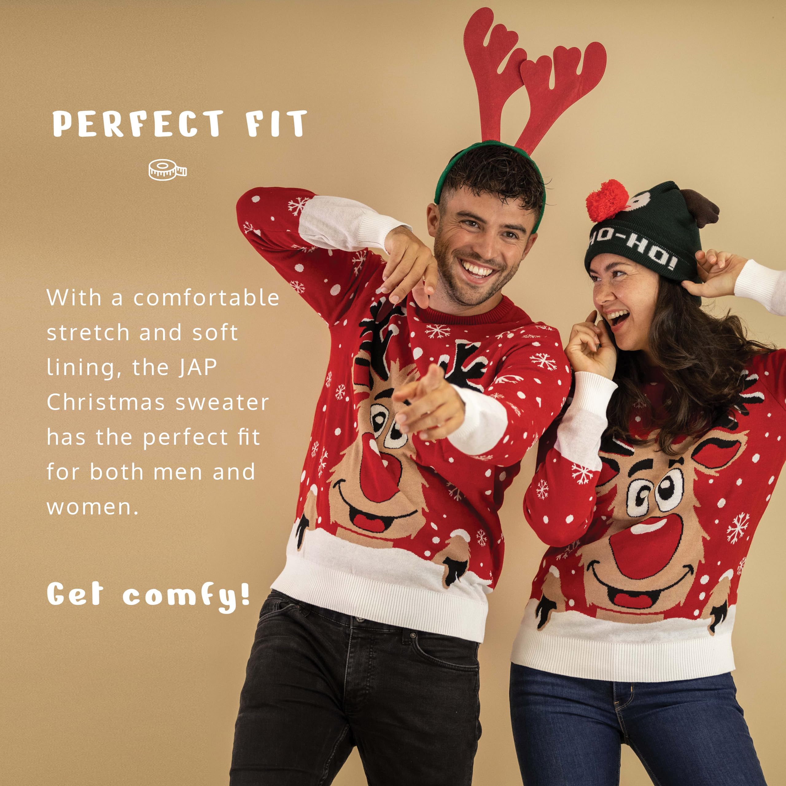 JAP Christmas - Maglione Natalizio Donna Uomo - Maglioni Natale - Maglioni Natalizi Famiglia - Rudolph Bambini