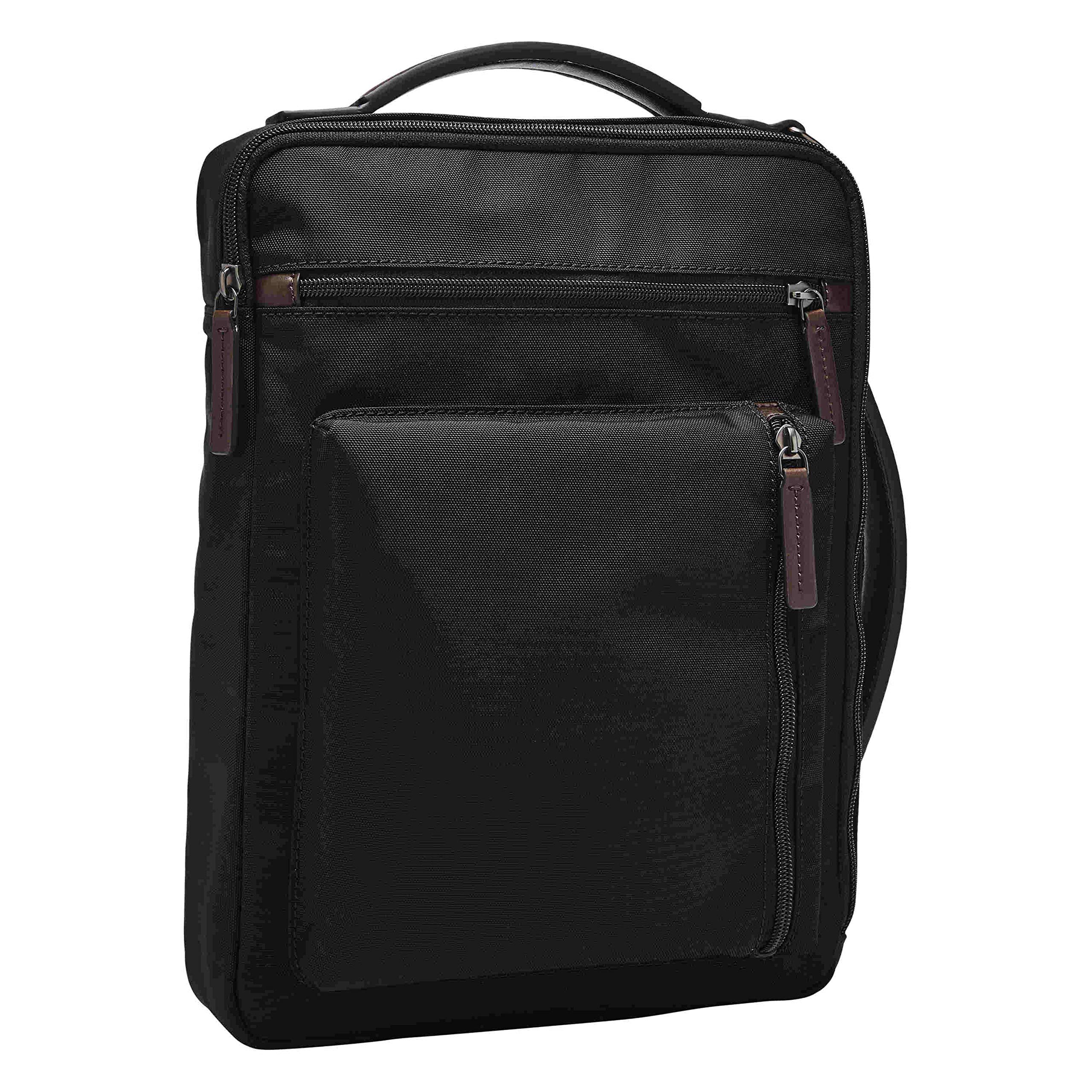 Fossil Herren Buckner Umwandelbarer Kleiner Rucksack, Schwarz, 14" L x 10" W x 2.25" H