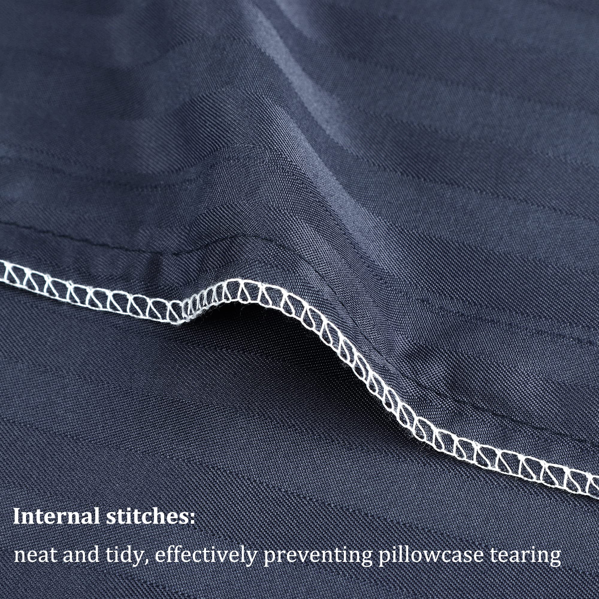 PiccoCasa Pillowcases 2 Pack Striped Soft & Breathable Microfiber Pillowcase Navy Blue with Envelope Closure 50 x 65cm Pillow Covers for Home and Hotel - Image 3