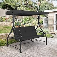 Vista 3 de Tangkula Columpio de patio convertidor de 3 asientos, toldo de jardín para porche al aire libre con cómodos asientos acolchados y toldo