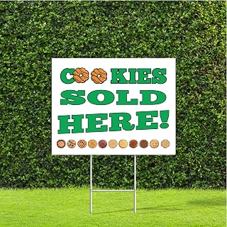 DesignThatSign Cookies Sold Here Full Color Sales Yard Sign with Metal H Stake