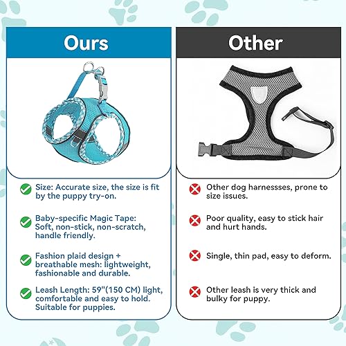 Miniatura 4 de Juego de arnés y correa para perro pequeño, sin tirones, ajustable, reflectante, de malla transpirable, arnés para perro fácil de caminar para