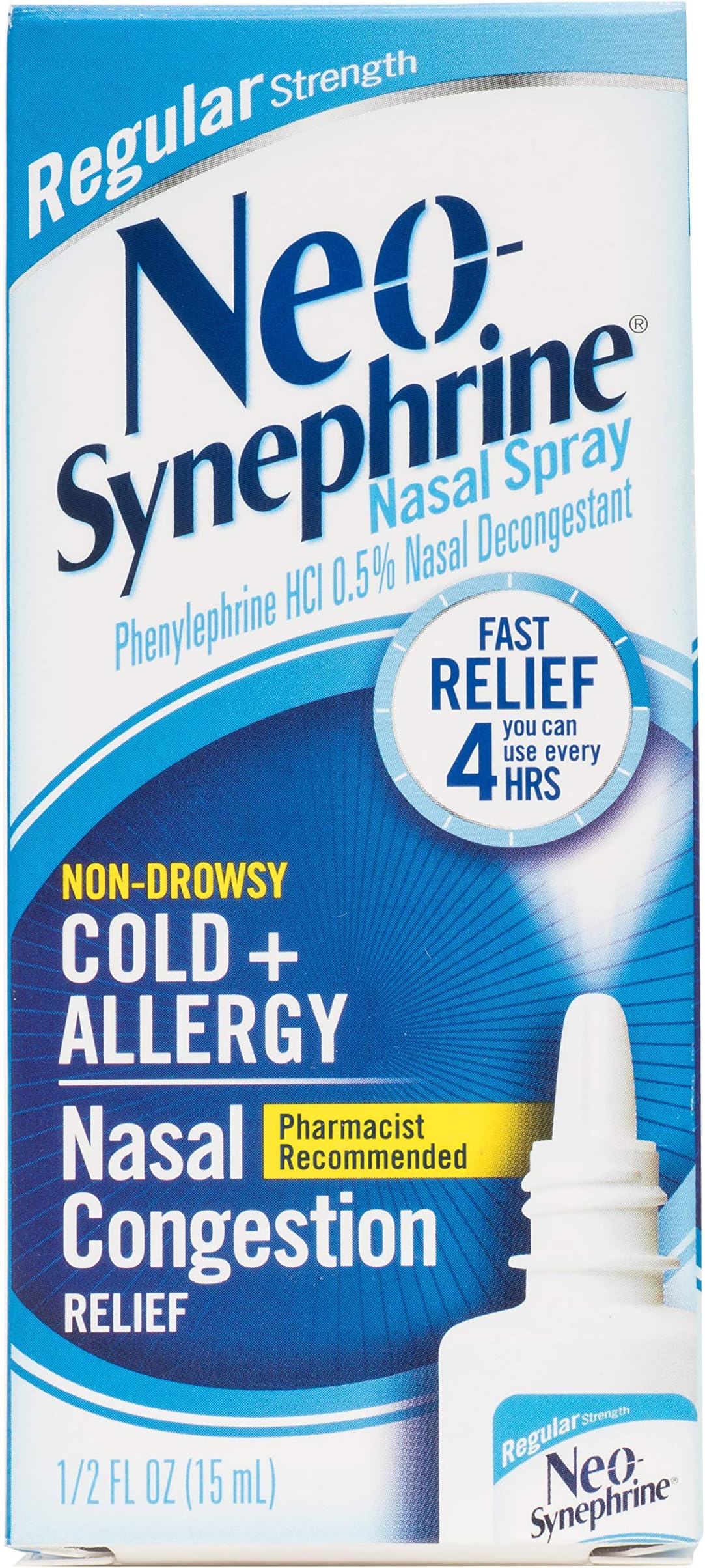 Neosynephrine Nasal Spray for Cold & Sinus Relief, Regular Strength, 0.5 Fl Oz