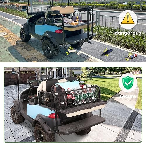 Miniatura 3 de 10L0L Red de carga para carrito de golf de 4 pasajeros para Yamaha G29, EZGO TXT/RXV, Club Car DS/Precedent, red de almacenamiento duradera con