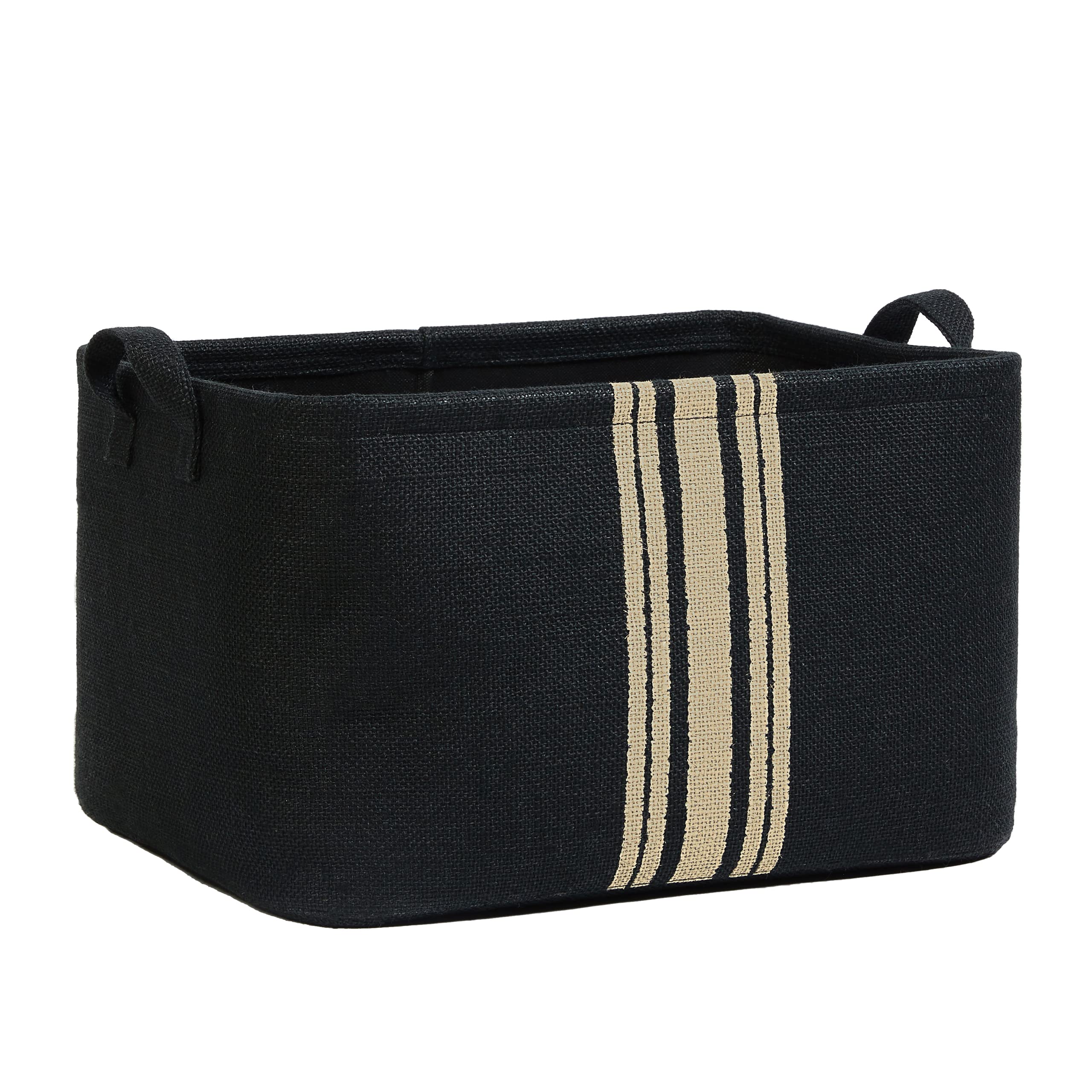 Ocean Home Textile Siyah Renk Çizgili Jüt Sepet 42 x 31 x 25 cm