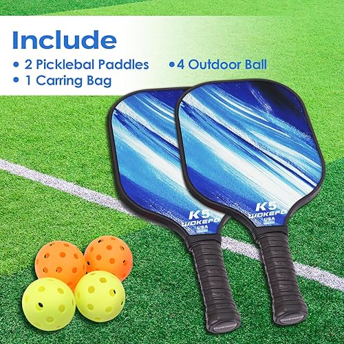 Miniatura 3 de Palas de pickleball de fibra de vidrio con estructura de panal de abejas de polipropileno, raqueta ligera de pickleball con mango acolchado, juego