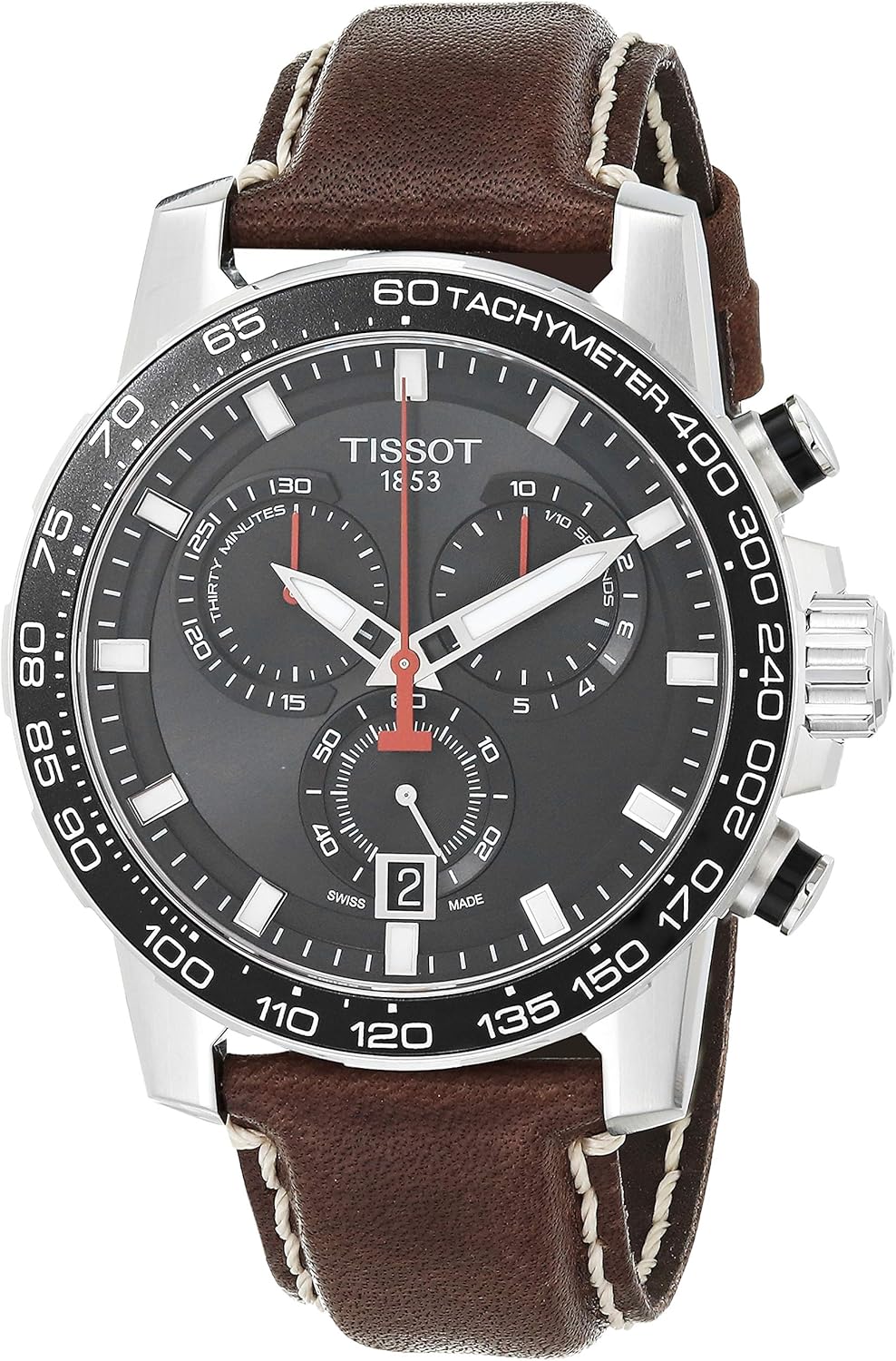 ساعت مچی مردانه تیسوت مدل T1256171605101 با بدنه استیل و بند چرمی