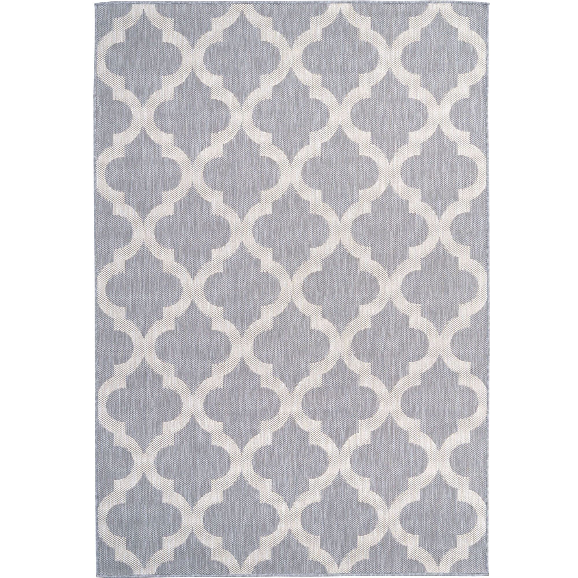 THE RUGS MOROCCAN TRELLIS GREY OUTDOOR & INDOOR RUG DURABLE WEATHER-PROOF WASHABLE | GARDEN PATIO GARAGE KITCHEN | EXTRA LARGE, 200X290 CM