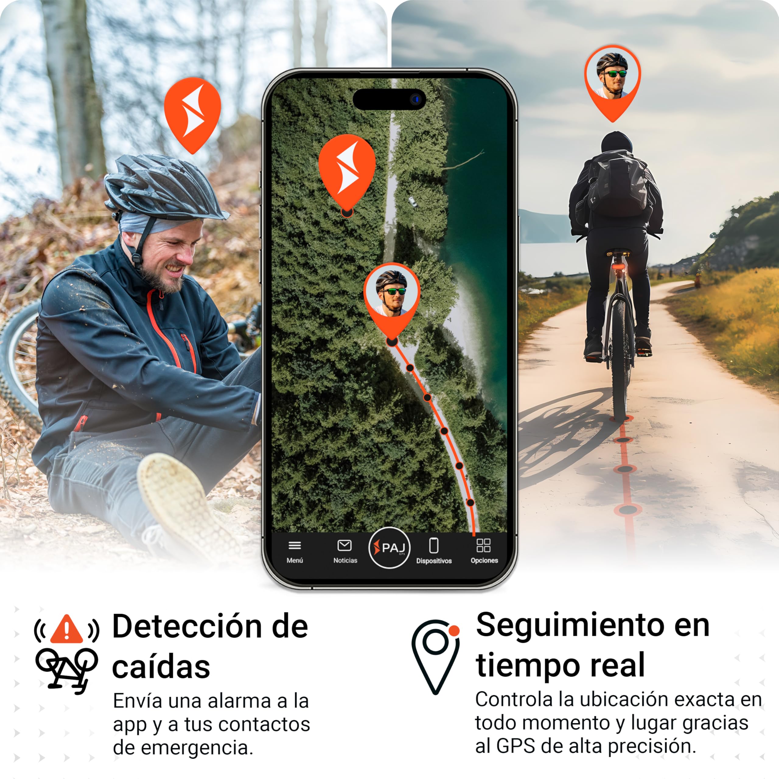 PAJ GPS Rastreador 4G con Luz Trasera para Bicicletas (Incl. E-Bikes) - Incl. 3 Meses de Suscripción Premium - Seguimiento En Vivo, Alarma De Caída, Registro De Rutas, Geovalla, Batería hasta 20 Días