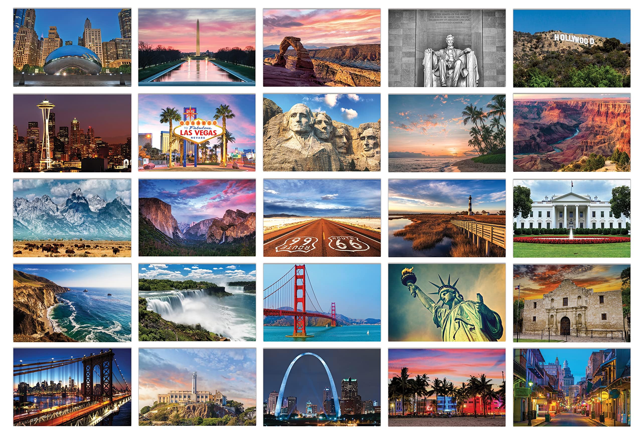 Better Office Products 50 Pack Travel Postcards, Famous US Landmarks and Historical Sites, High Gloss Photo Post Cards, 4 x 6 inch, 25 Amazing Photos of National Landmarks, by