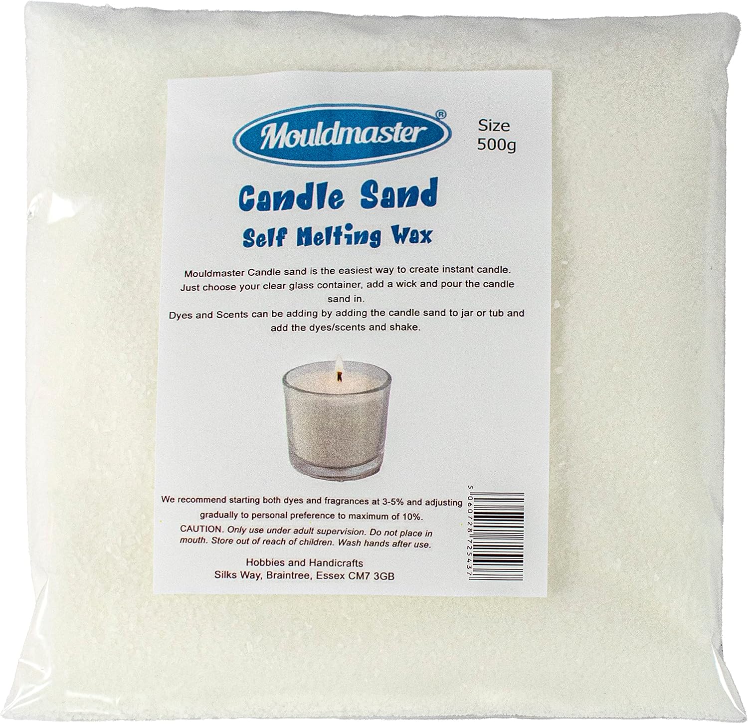 Mouldmaster Candle Sand Granules Self Melting Wax 500g, White