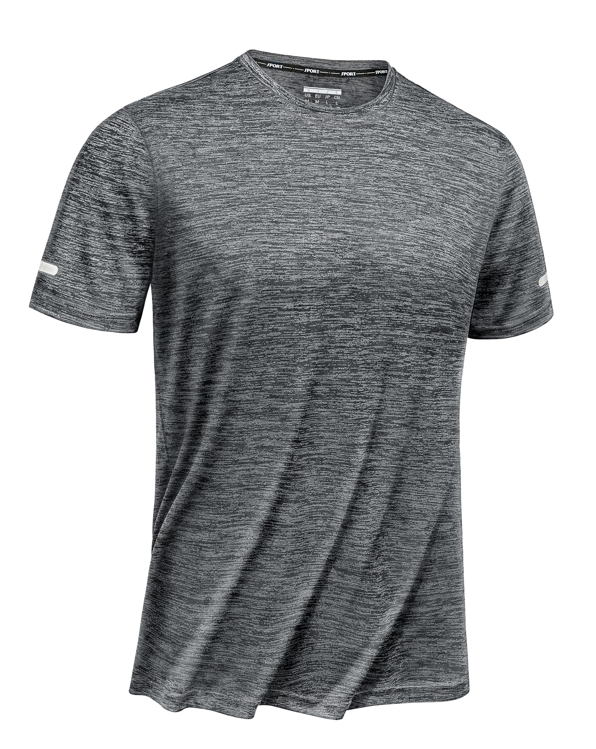 TACVASEN Uomo Maglietta Running Asciugatura Rapida Sport T-Shirts con Strisce Riflettenti
