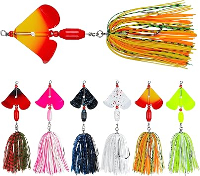 Spinner Baits Bass Fishing Lures, 6pcs Multicolor Buzz Bait Spinnerbait Kit