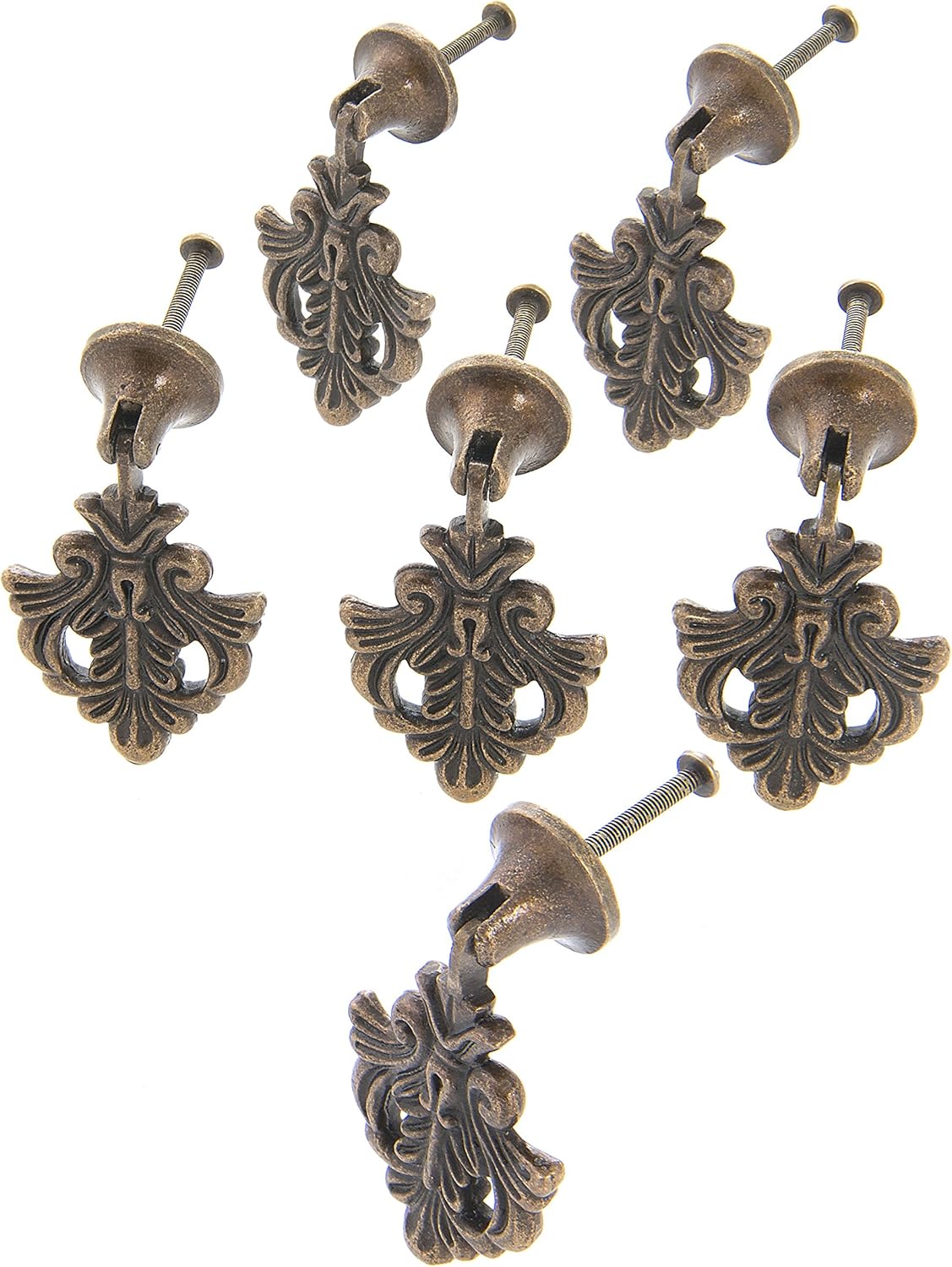 Dritz Home 47042A Fluted Ceramic and Brass Pull, Turquoise (6-Piece)