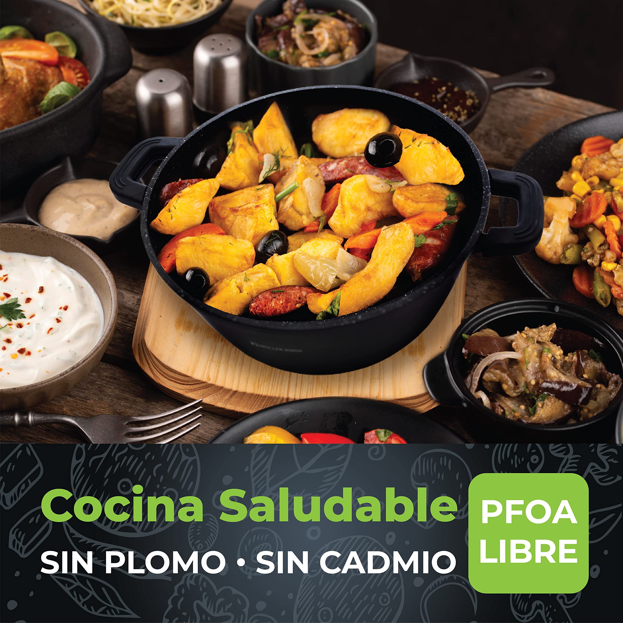 Müller Kitchen - Cacerola (Aluminio fundido a presión, Recubrimiento antiadherente) (24cm)