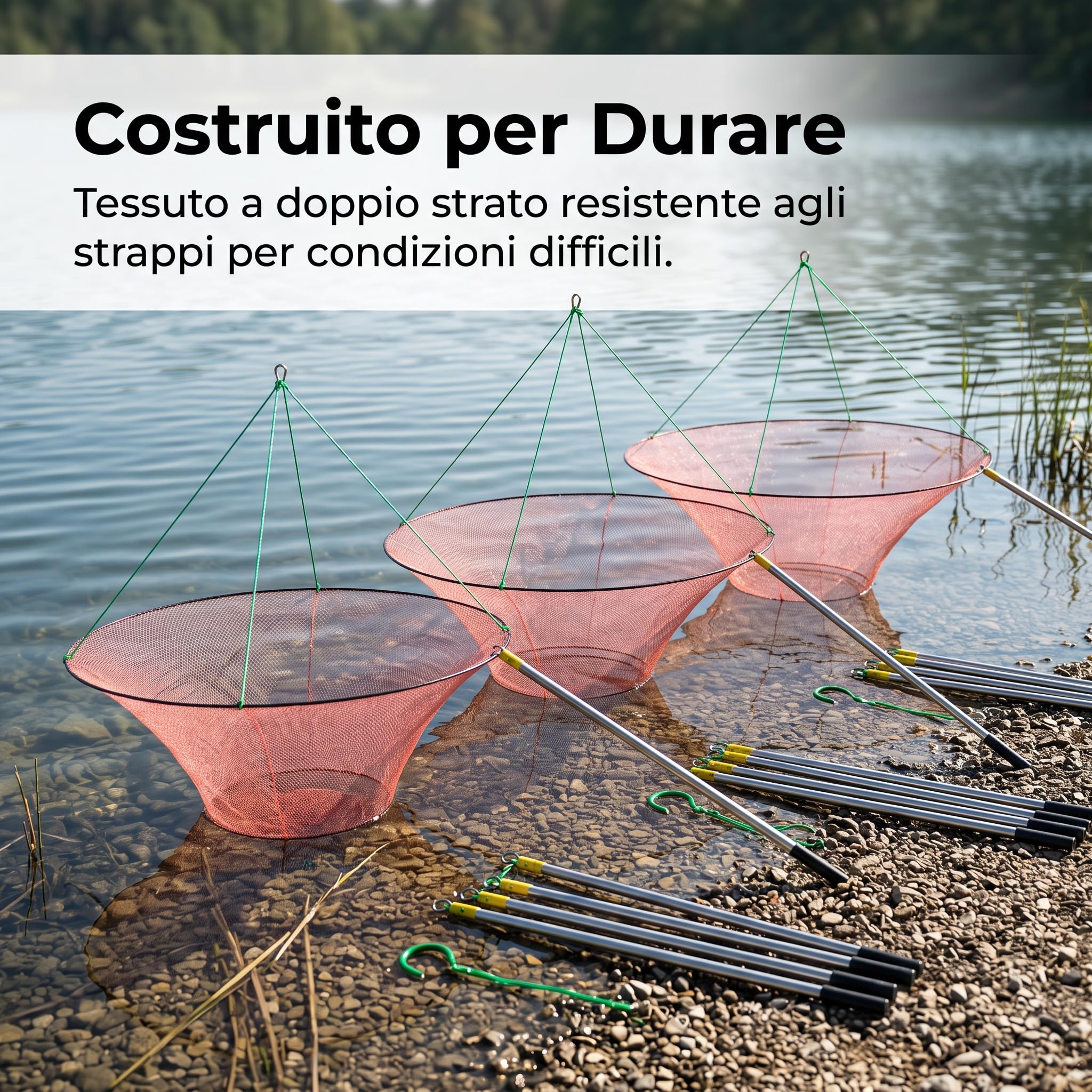 Rete da Pesca Trappola Esche Gamberi, Rete da Pesca Pieghevole Aperta, Maglia 2 cm, Diametro 2 Metri (Maglia 2 cm)