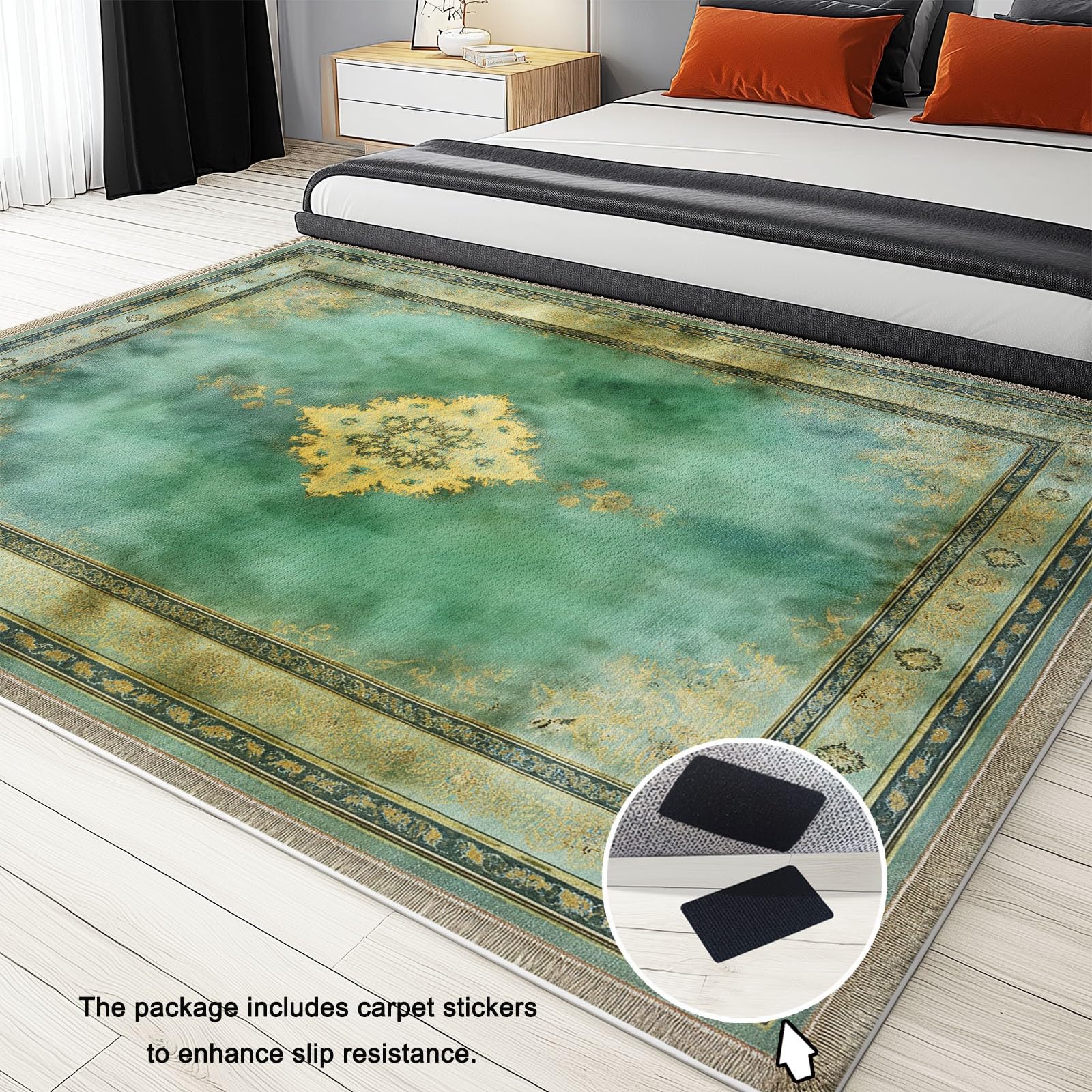 Tapis Moelleux de Salon Moelleux Rétro Ethnique Floral Adaptés à la Chambre à Coucher des Enfants décor à la Maison de la Chambre à Coucher décoration intérieure Tapis - Vert sauge 120 x 180cm
