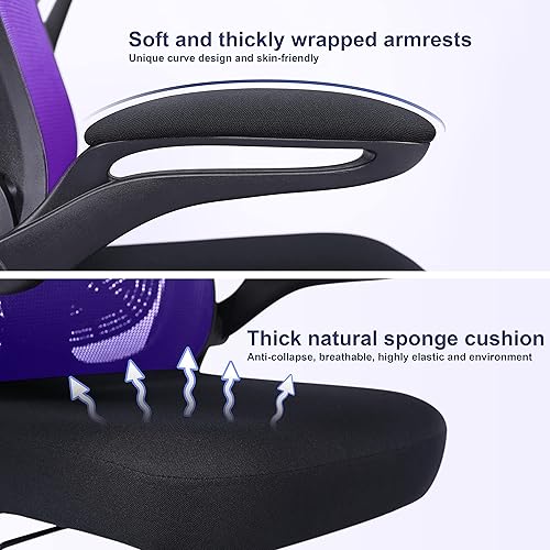 Miniatura 5 de Misolant Silla ergonómica, silla de escritorio de oficina, silla de escritorio con reposacabezas, silla de oficina ergonómica, soporte lumbar