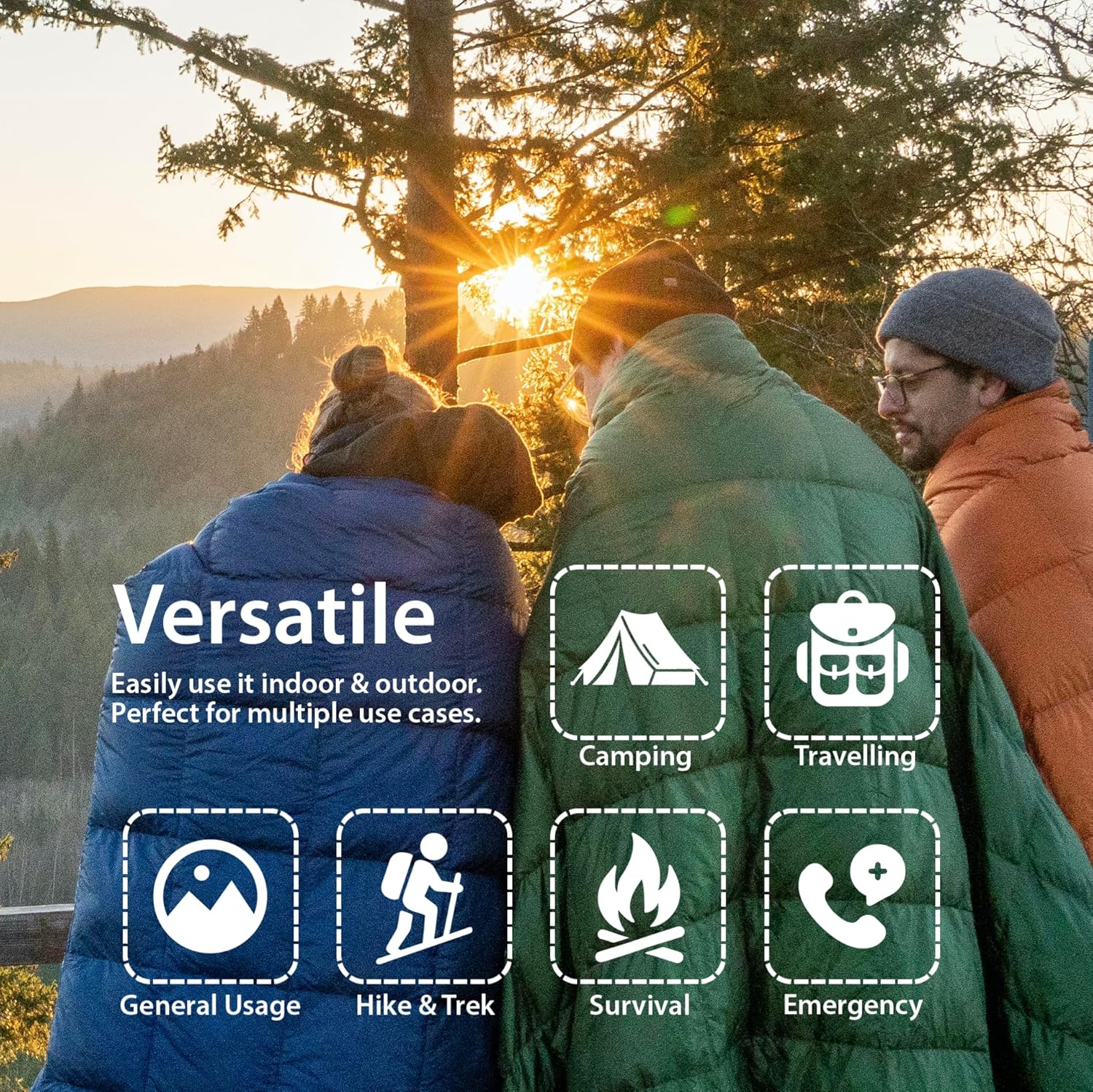 Horizon Hound Puffy Down Camping Blanket - Outdoor Travel Quilt | Sustainable, Insulated, Lightweight & Warm Gear for Sleep, Camping, Stadium, Hiking & Festivals | Water Resistant, Packable & Compact