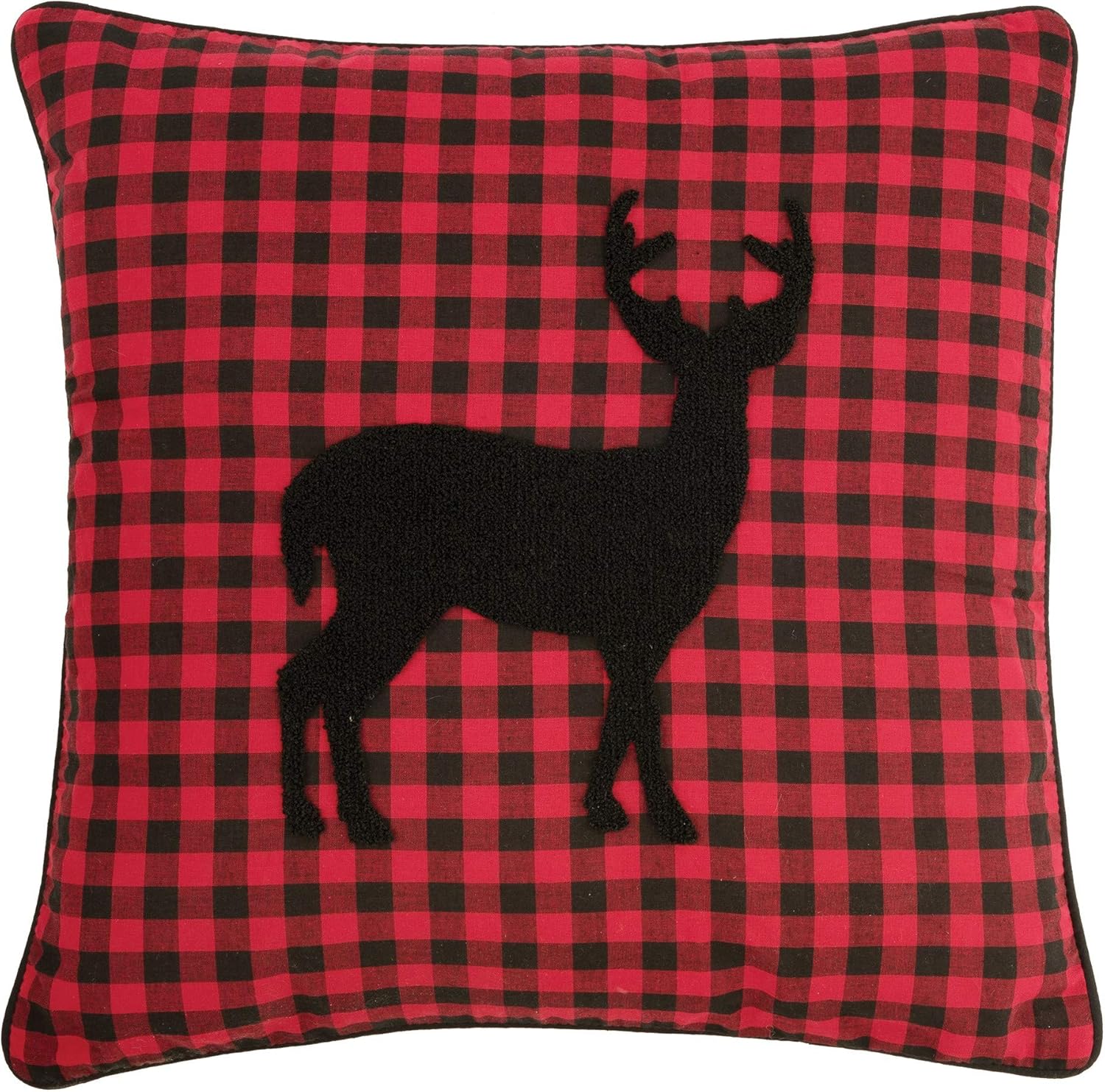 C&F Home Plaid Woodford Deer Silhouette Tufted 100% Cotton Accent Throw Pillow 18" x 18" All Seasons Fall Harvest Autumn Summer Lodge Cabin Rustic Lakehouse Home Living Room Sofa Couch Chair Bed