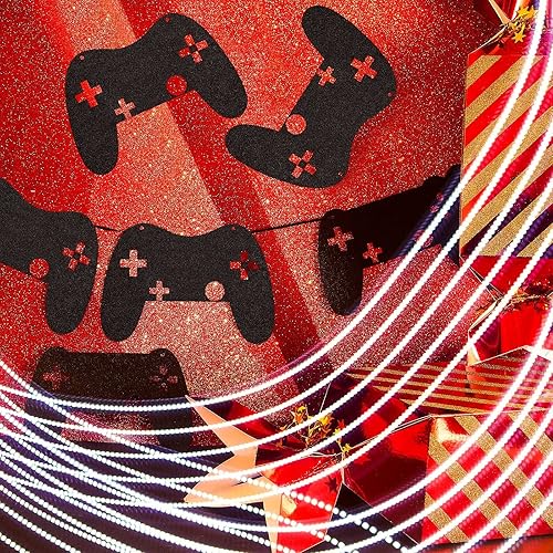 Miniatura 5 de Glenmal 4 piezas de controlador de videojuegos, banderín de control de juegos, suministros para fiesta de cumpleaños, decoraciones de cumpleaños