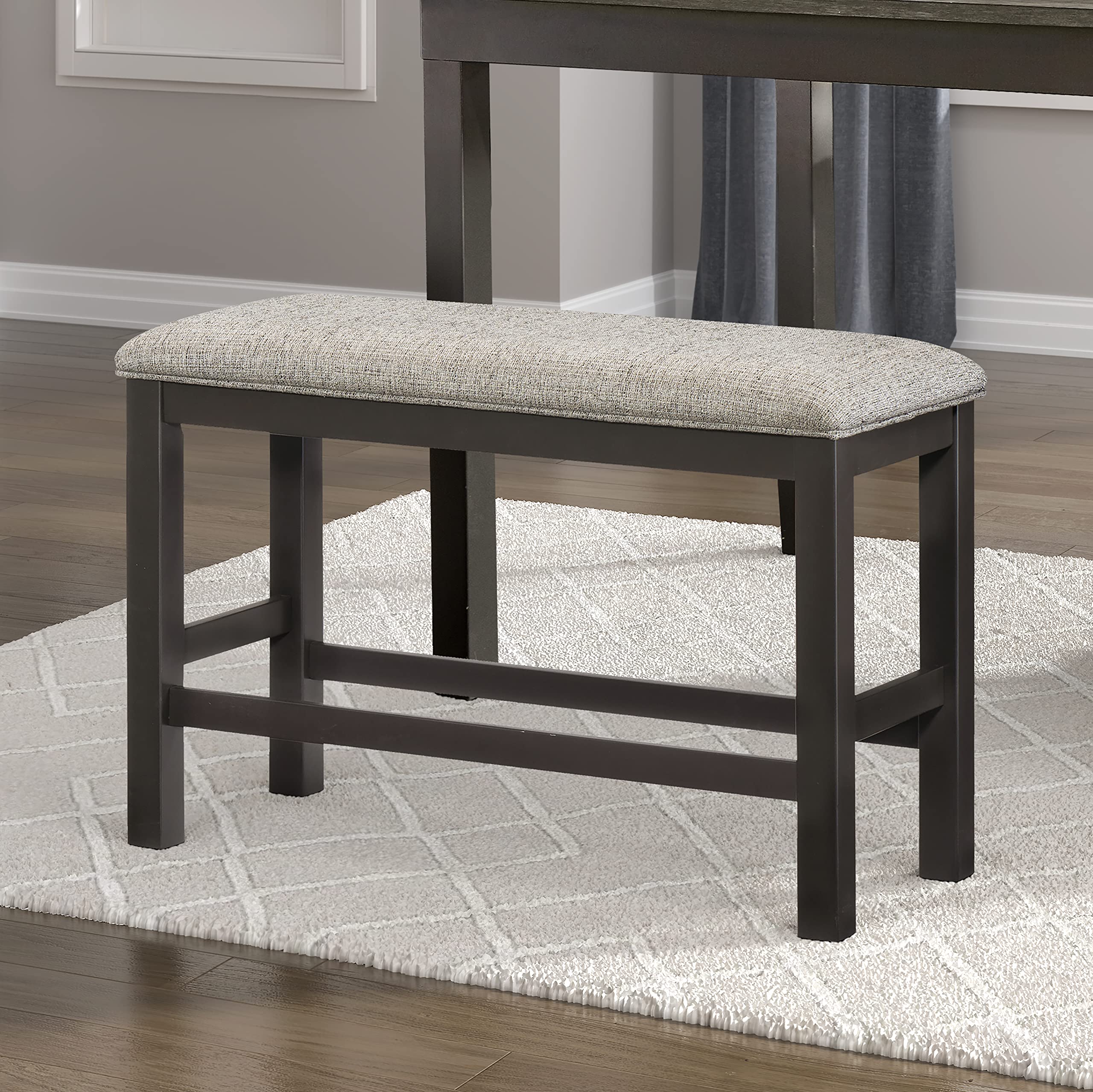 LEXICONMabury Counter Height Dining Bench, Gunmetal Gray