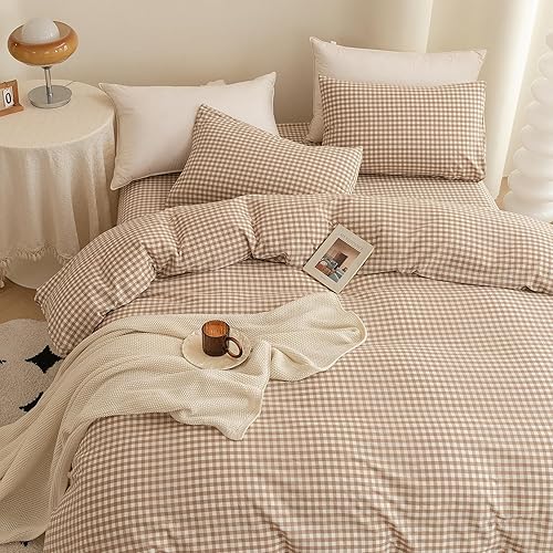 Miniatura 110 de ECOCOTT Juego de funda de edredón de 3 piezas, 100% algodón lavado, duradero, suave y cómodo, con cierre de cremallera, sin edredón, tamaño King