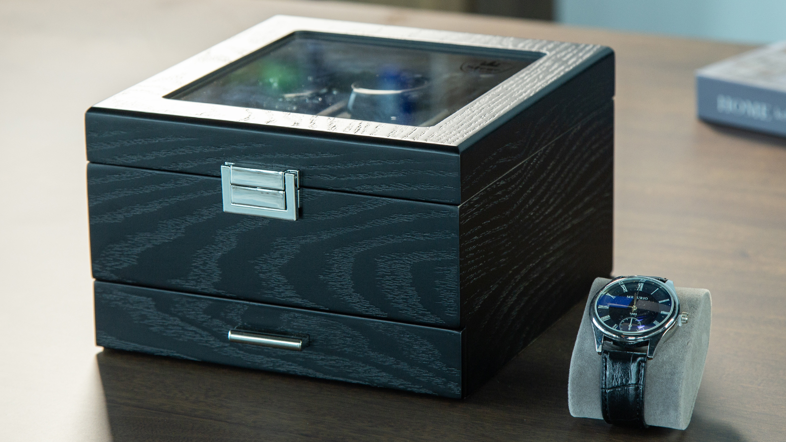 Slege Porta Orologi In Legno A 4 Posti,Scatola Portaorologi A 2