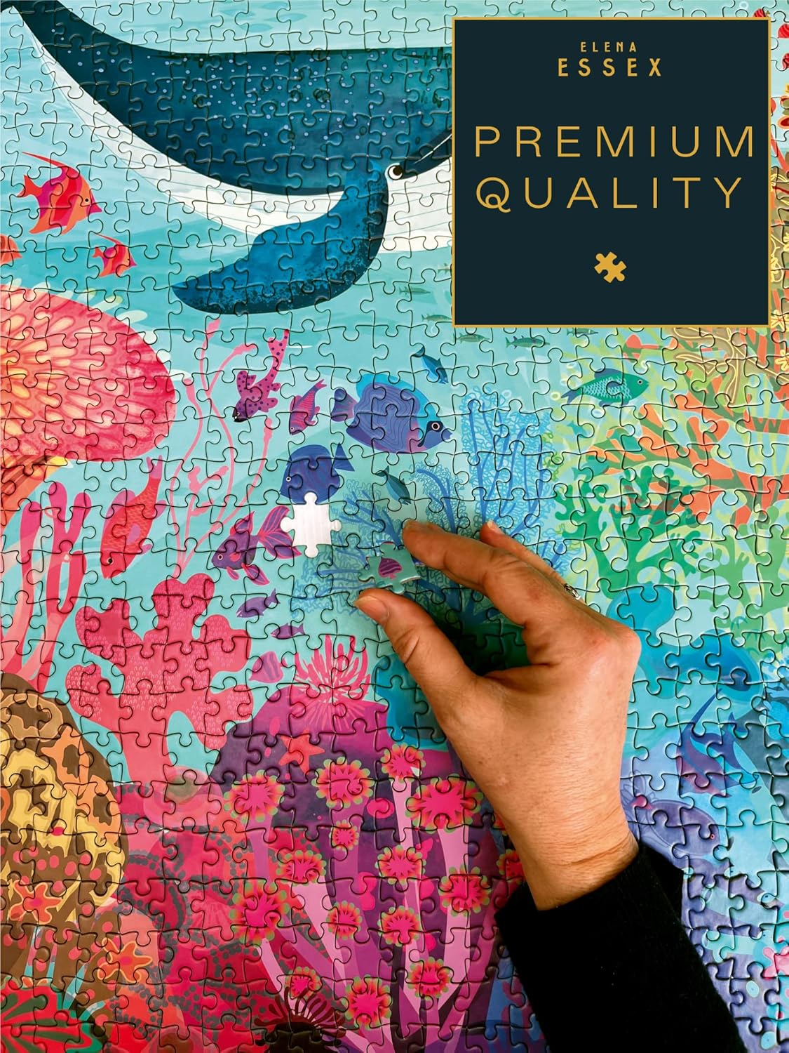 Elena Essex Puzzles for Adults 1000 Pieces - Ocean Deep | Jigsaw Puzzles 1000 Pieces for Adults | Colorful Cool Whale Shark Coral Reef Puzzle | jigsaws Size 20 x 28 inches