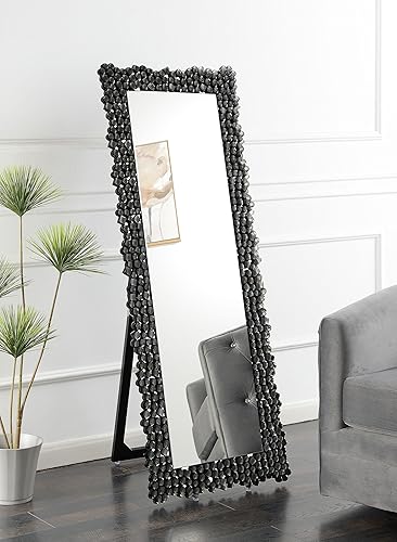 Miniatura 2 de Coaster Home Furnishings - McKay - Espejo de pie con marco acrílico con detalles de cristal y vista de longitud completa con caballete trasero -