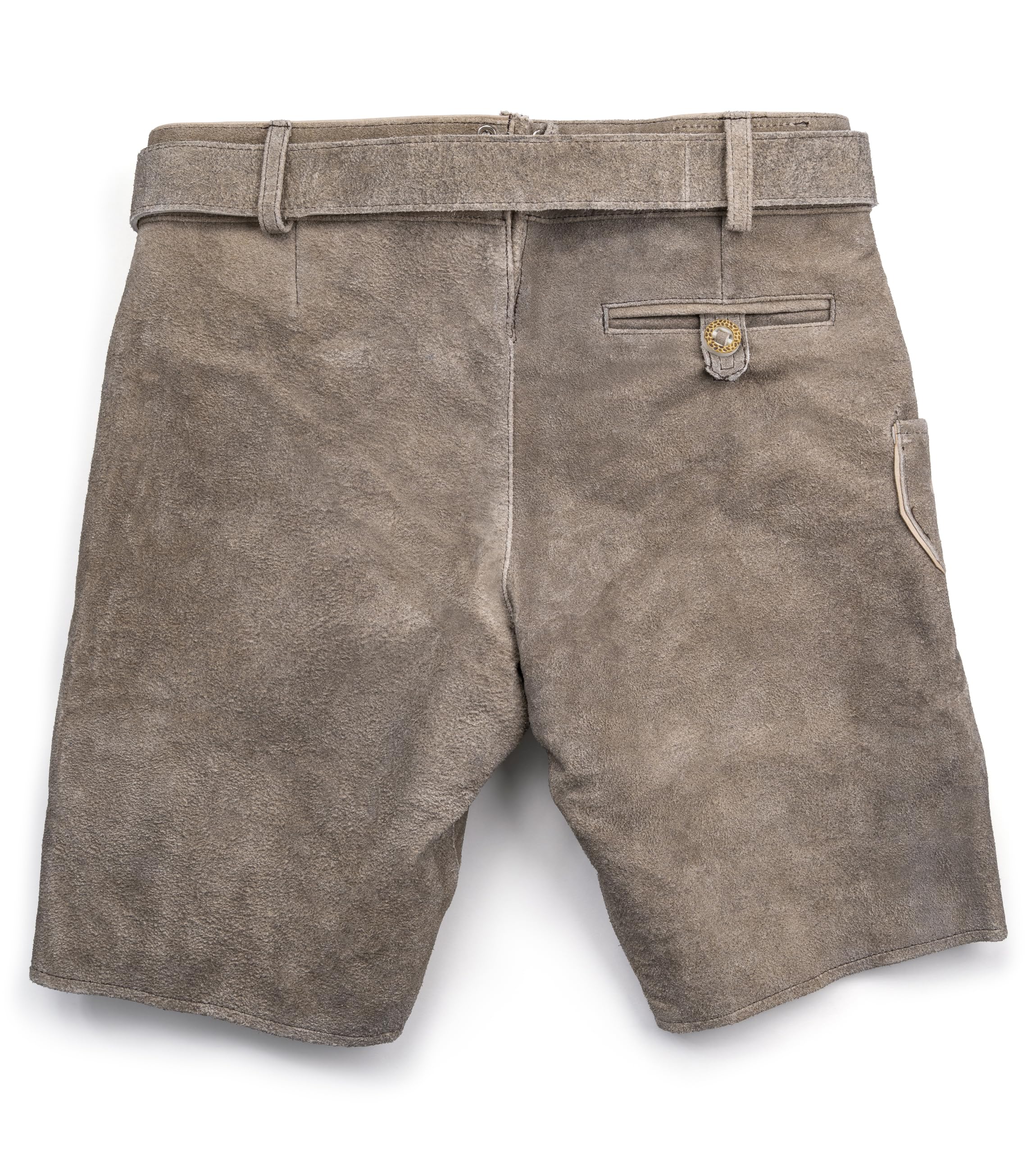 Schöneberger Trachten Couture Herren Lederhose kurz mit Trachtengürtel Bayern, Trachtenlederhose für Oktoberfest, Original Nubuk-Leder, Wiesnjäger