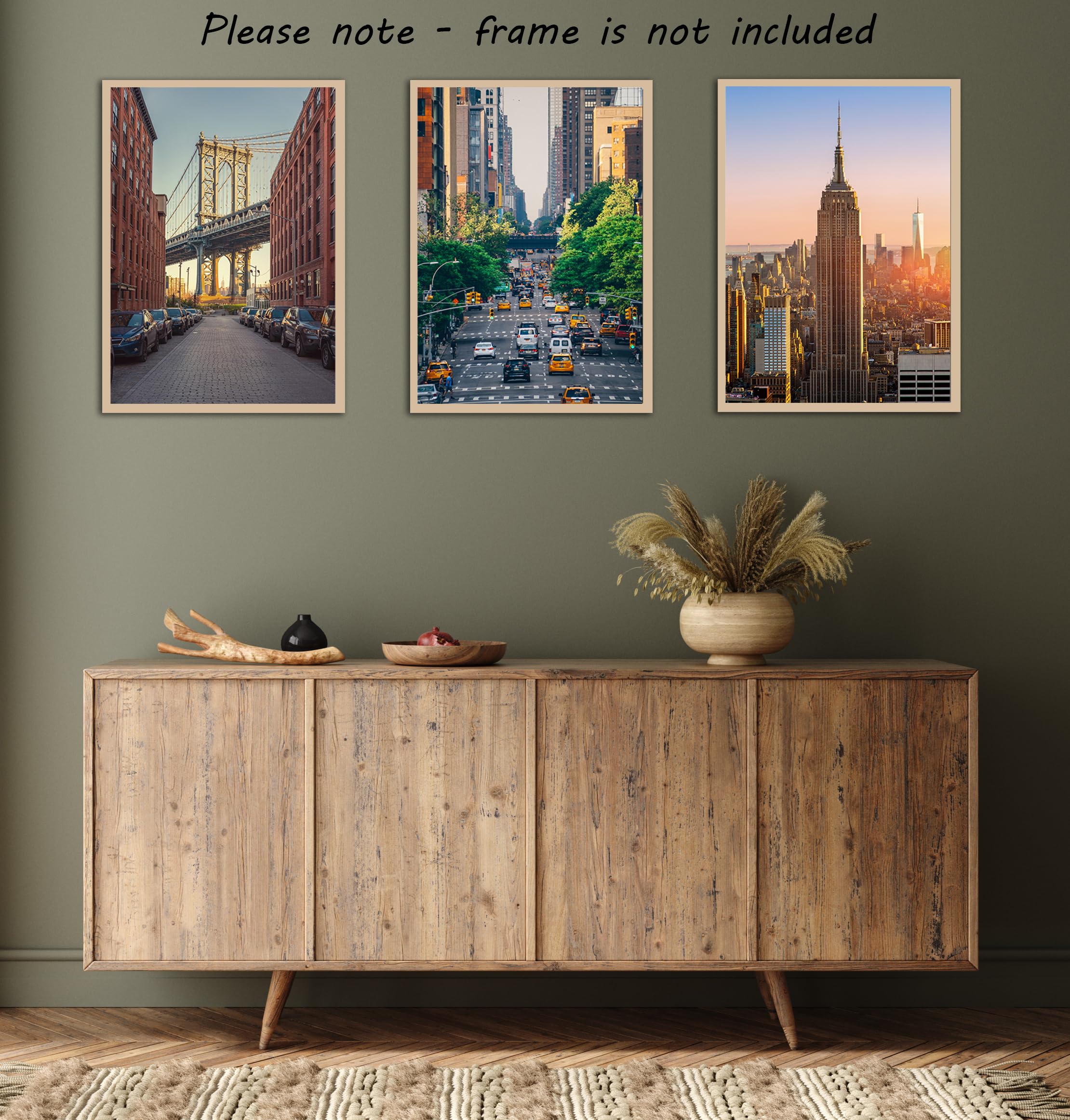Eviepops Prints New York Landscape Set of 3 Unframed Poster Prints, Photographic City Wall Art, Home Décor, Manhattan Bridge - Image 3