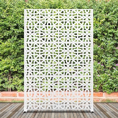 NeuType Metal Privacy Screen Outdoor Decorative Privacy Screen with Stand Freestanding Privacy Screen for Patio, Garden, Balcony, Porch Featuring Precise Laser Cut